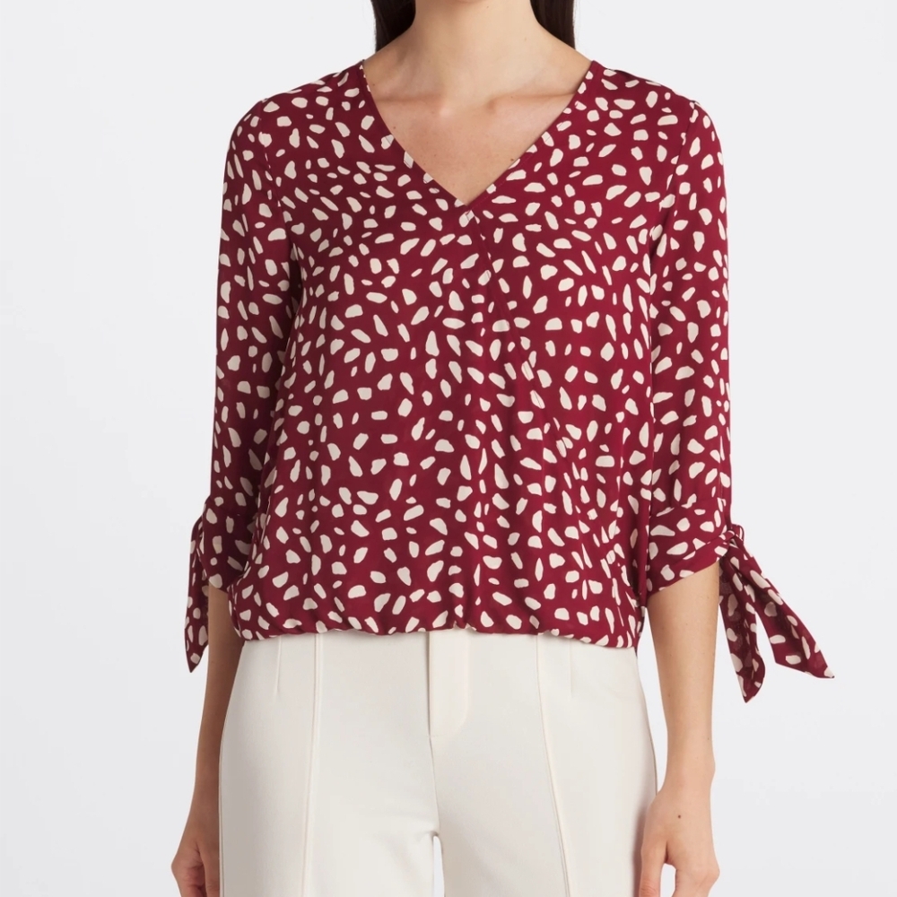 Women's Burgundy Patterned Top